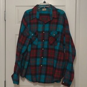 Five Brother Workwear Red and Blue Plaid Thick Flannel Casual Shirt